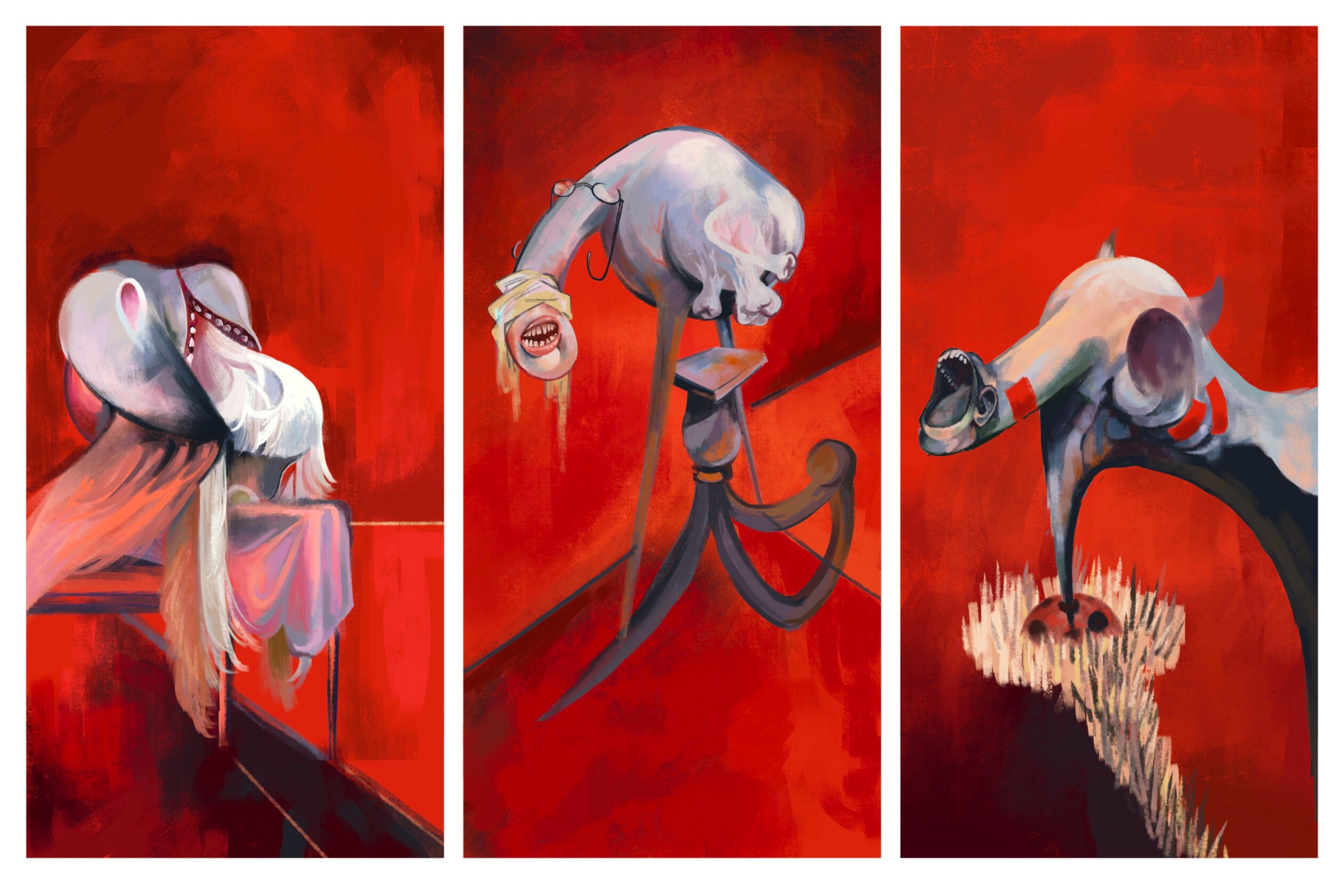 A Study of Three Figures at the Base of the Abyss (Made in Abyss x Francis Bacon)