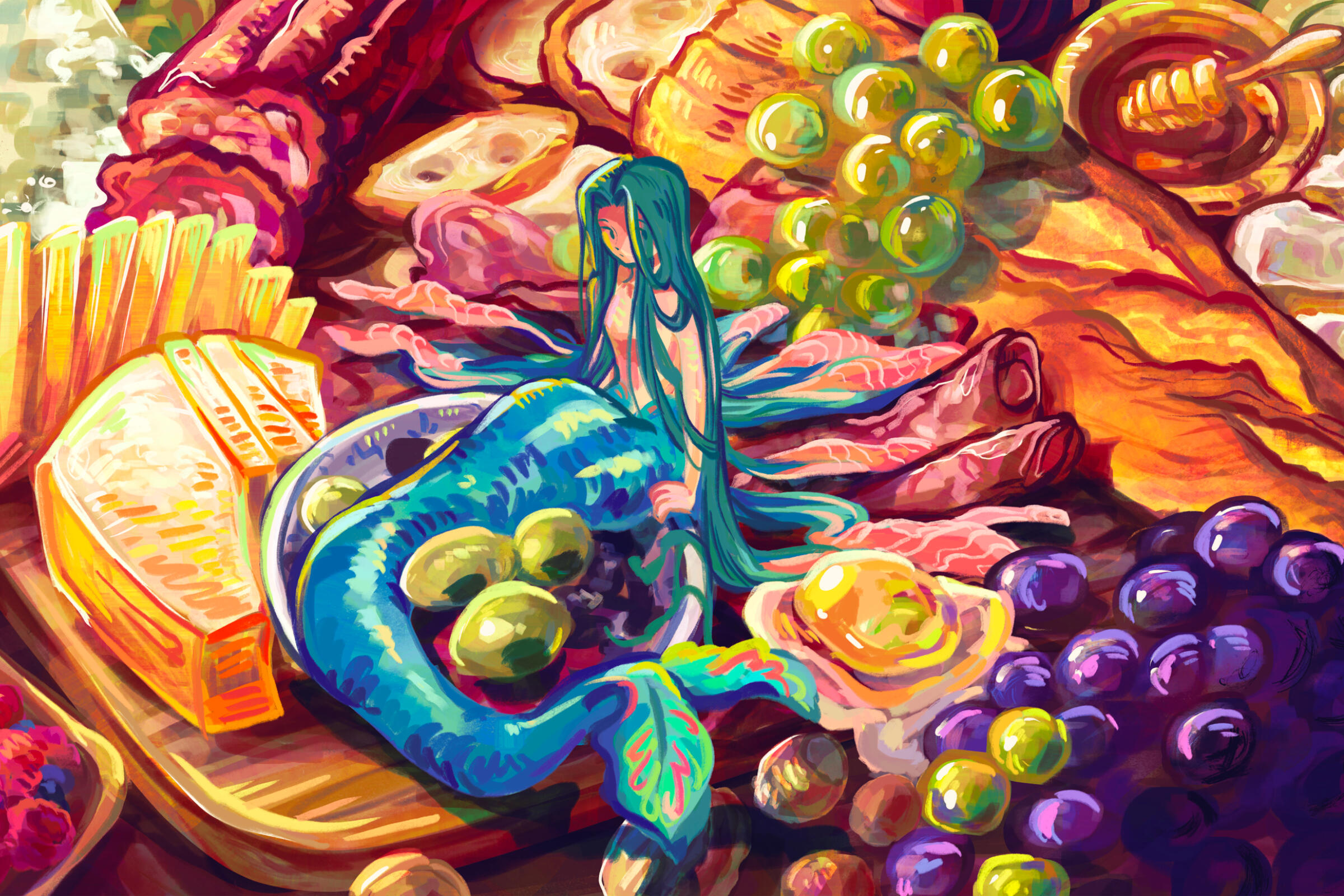 Charcuterie board with Lochs (Original Work)